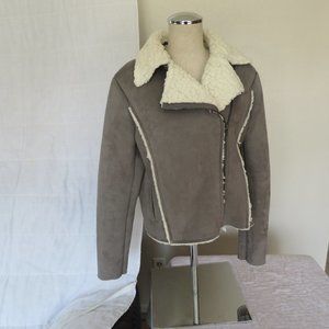 LOFT  MOTO JACKET  FULL ZIP  FAUX SUEDE